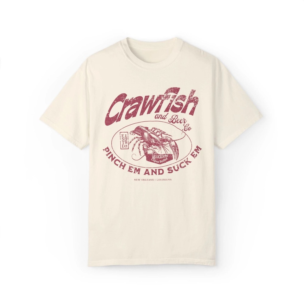 Comfort Colors Crawfish and Beer Co New Orleans Graphic Tee Ivory